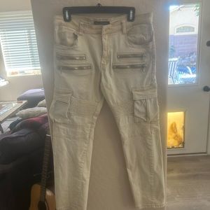 Balmain beige biker jeans